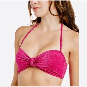 BCBGENERATION Magenta Berry Stardust Metallic Bandeau Bikini Top & B NWT 142.00